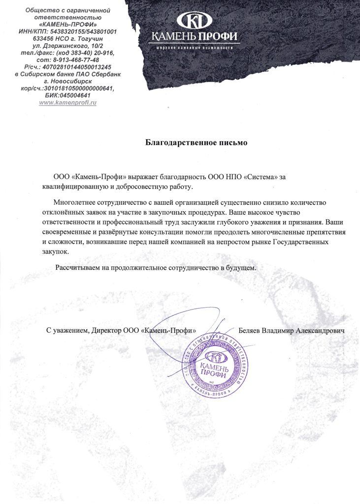 Отзывы, НПО Система - Тендерное сопровождение | 2009-2025